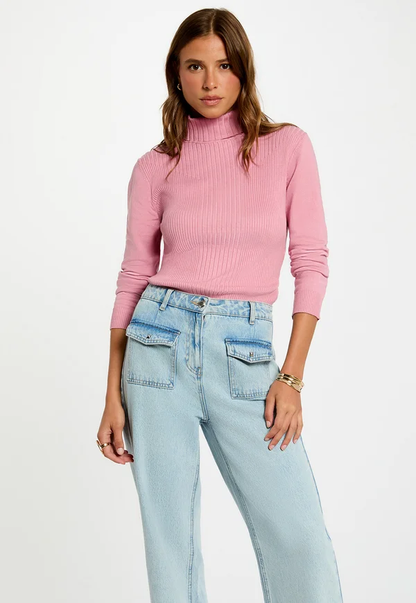 FITTED HIGH NECK - Strickpullover - vieux rose