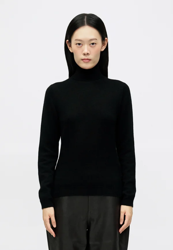FITTED ROLL NECK - Strickpullover - black patent