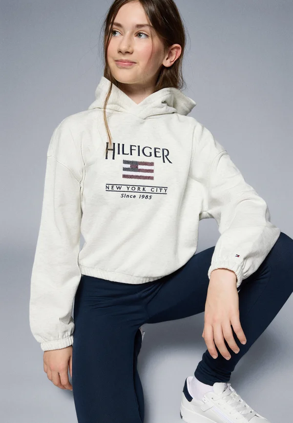 FLAG HOODIE - Kapuzenpullover - snow white heather