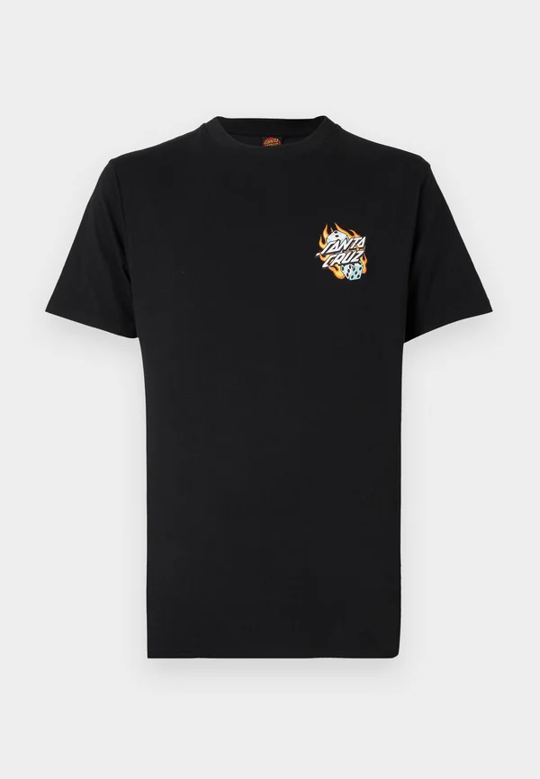 FLAMING DICE DOT CHEST UNISEX - T-Shirt print - black
