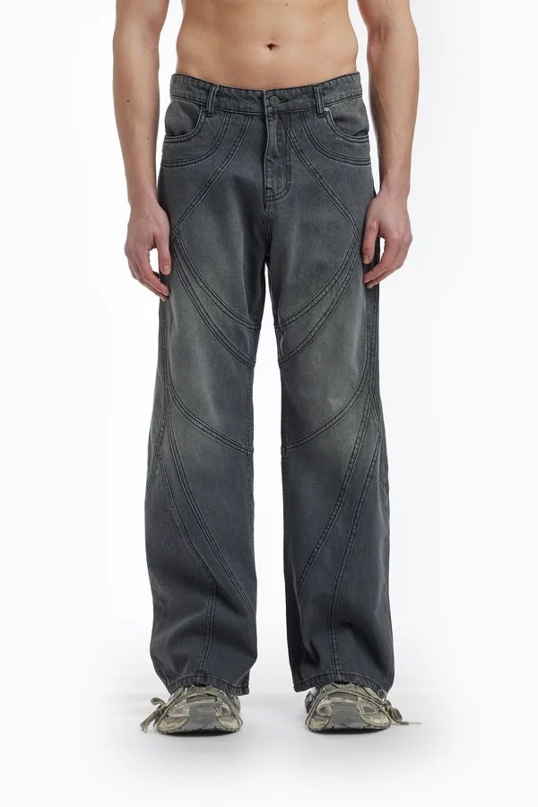 FLARED UNISEX - Loose Jeans - grey