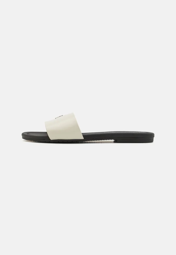 FLAT SLIDE - Pantolette flach - silver birch/black