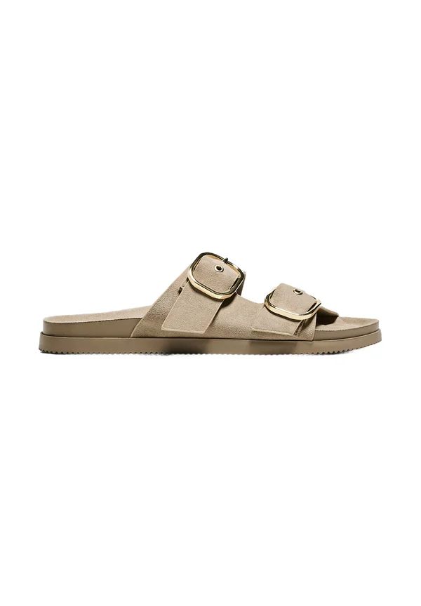 FLAT WITH BUCKLES - Pantolette flach - sand