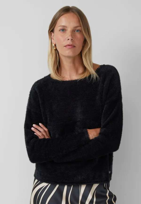 FLAUSCHIGER MIT U-BOOT-AUSSCHNITT - Strickpullover - schwarz