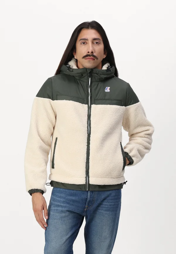 Fleecejacke - ecru/green