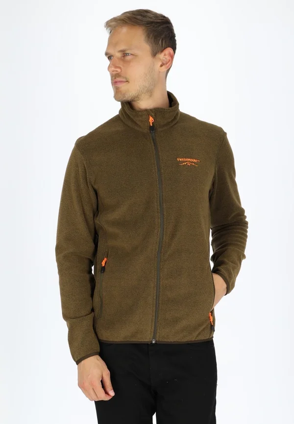 Fleecejacke - forest green melange orange