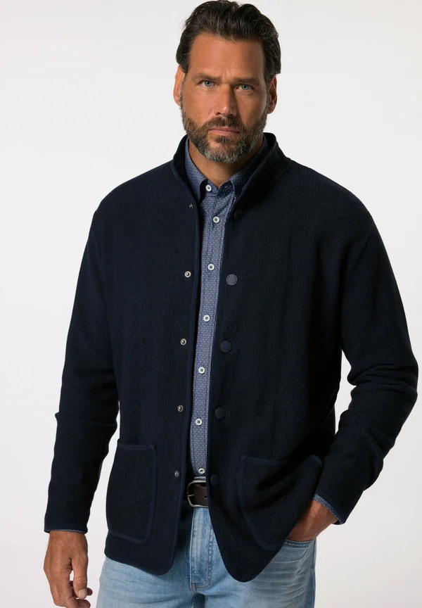 FLEXNAMIC STAND-UP COLLAR SNAP BUTTONS - Strickjacke - navy blue