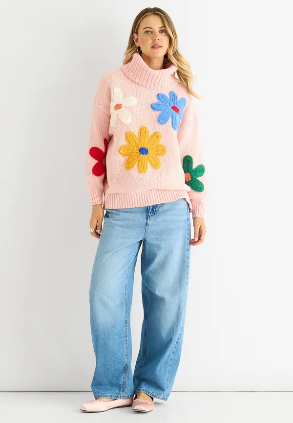 FLORAL APPLIQUE - Strickpullover - pink