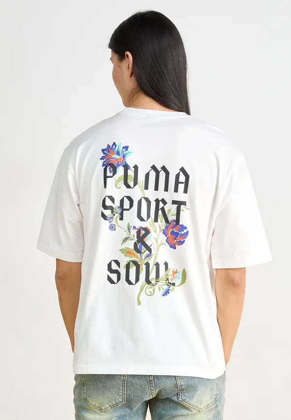 FLORAL SPORT GRAPHIC BOXY TEE - T-Shirt print - white