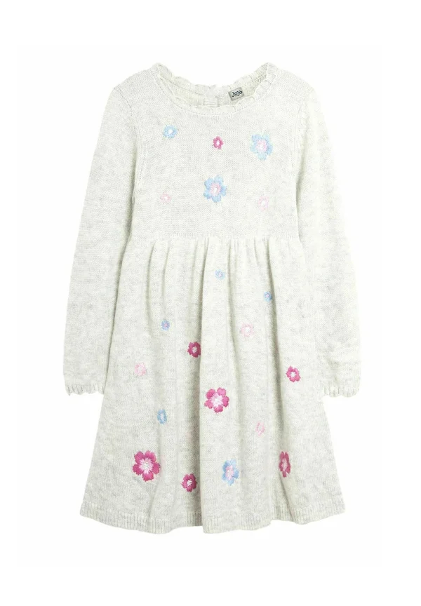 FLOWER EMBROIDERED REGULAR FIT - Strickkleid - grey