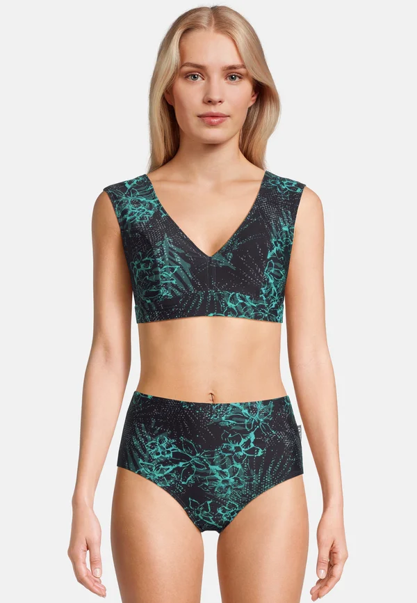 FLOWERS SET - Bikini - schwarz türkis