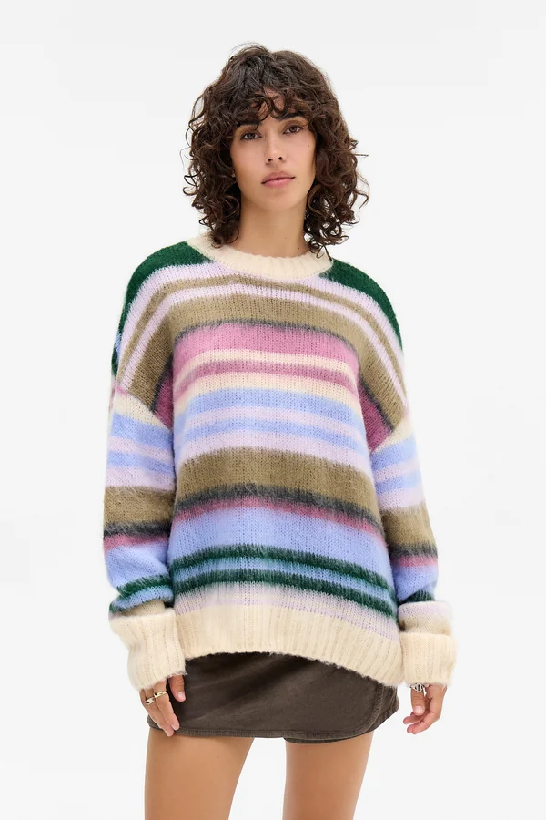 FLUFFY STRIPE JUMPER - Strickpullover - lilac