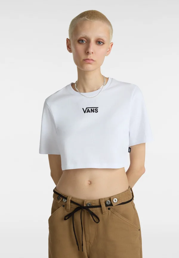 FLYING V CREW CROP II - T-Shirt print - white