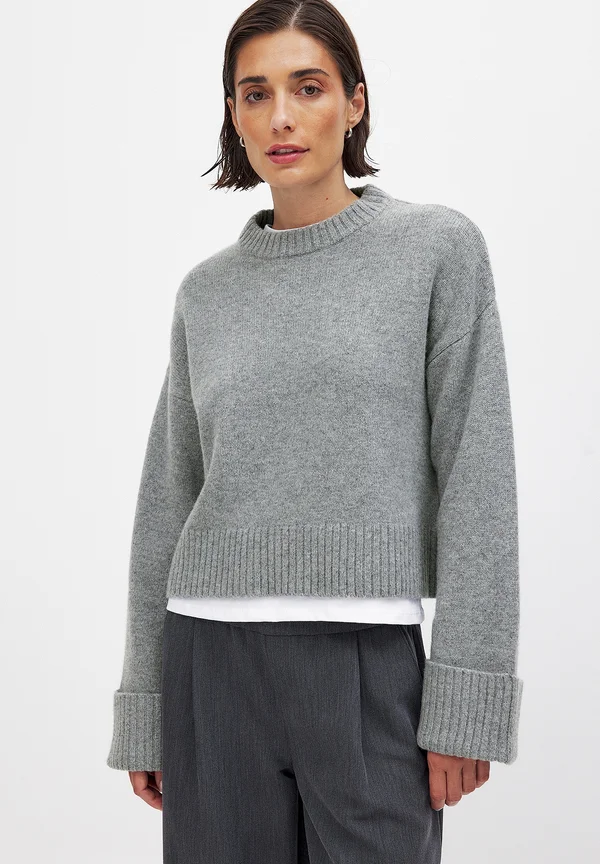 FOLDED SLEEVE  - Strickpullover - dark grey