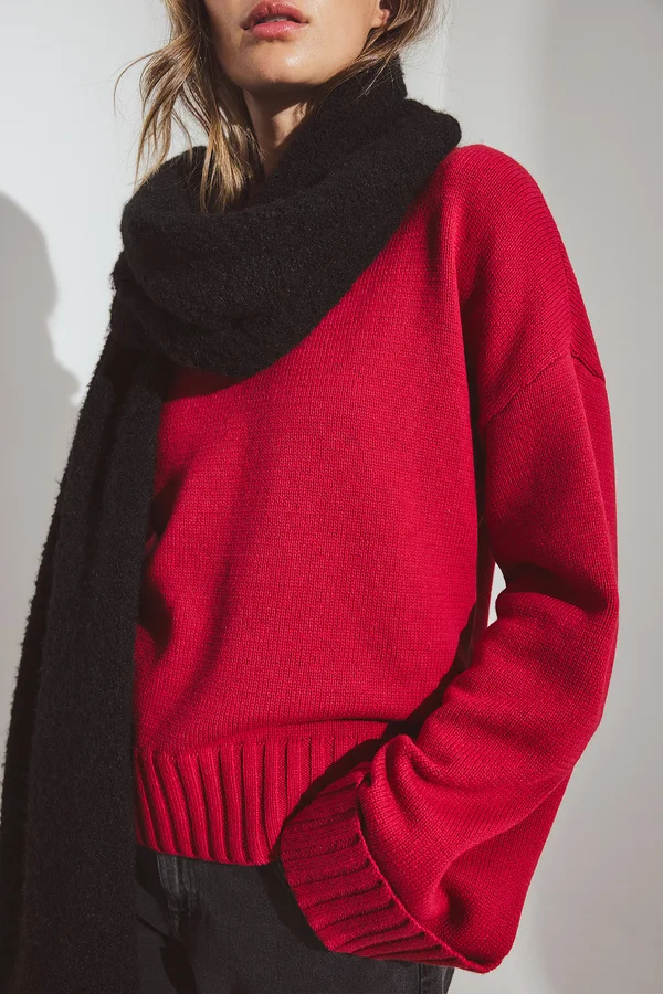 FOLDED SLEEVE - Strickpullover - true red