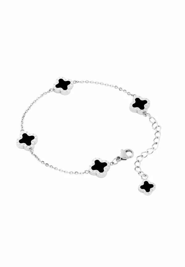 FOUR-LEAF CLOVER - Armband - silver  black