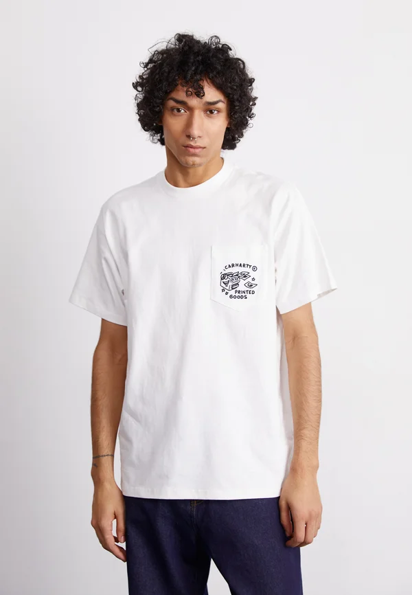 FRAGMENTS POCKET - T-Shirt print - white/black