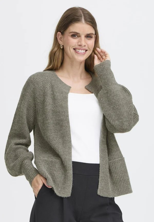 FRERETTA CAR 4 - Strickjacke - dusty olive melange