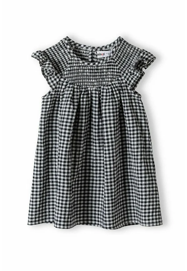 FRILLED SLEEVES GINGHAM - Freizeitkleid - dark grey