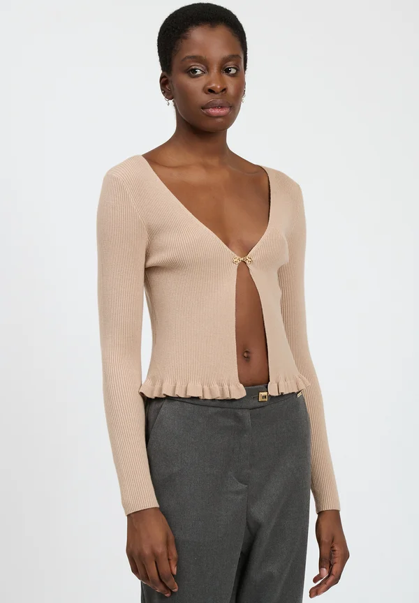 FRILLED - Strickjacke - beige