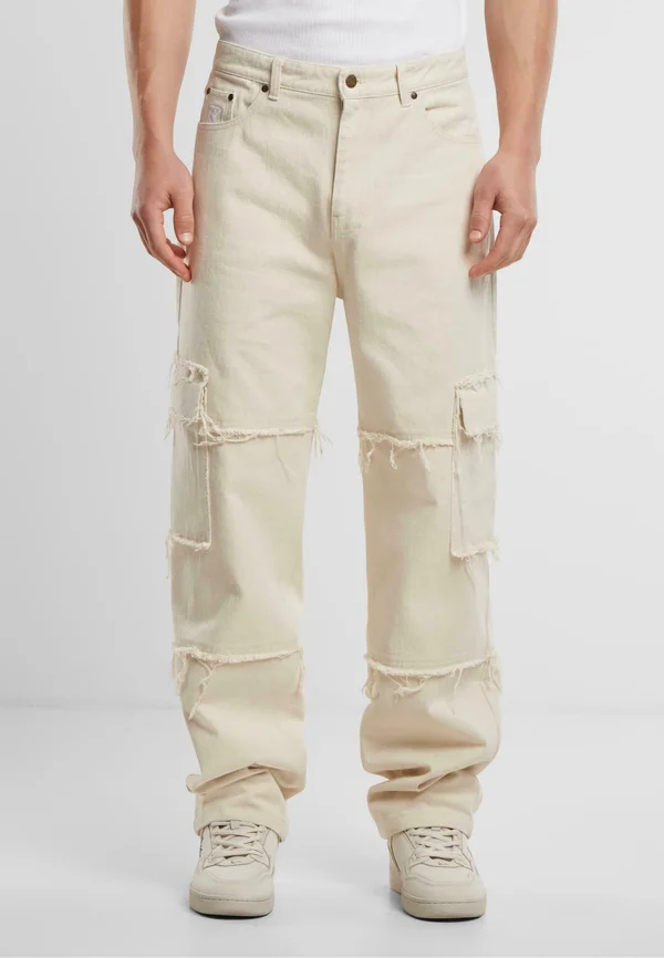 FRINGED BAGGY - Cargohose - white
