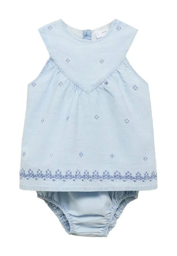 FROG WITH EMBROIDERED DETAILS - Jeanskleid - light blue