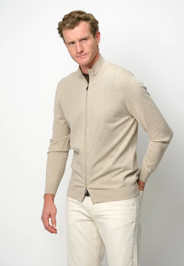 FULL ZIP - Strickjacke - beige