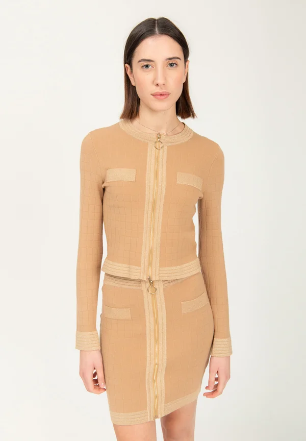 FULL ZIP - Strickjacke - camel