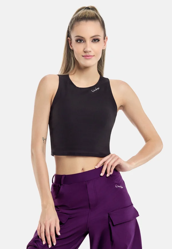 FUNCTIONAL COMFORT CROPPED TANK - Top - black