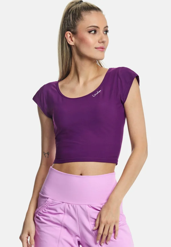 FUNCTIONAL LIGHT AND SOFT CROPPED KURZARM - Sport T-Shirt - dark plum