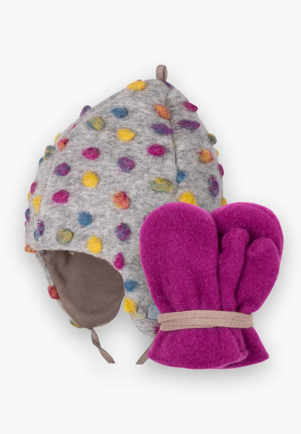 FÄUSTEL UNISEX SET - Mütze - silber/orchidee