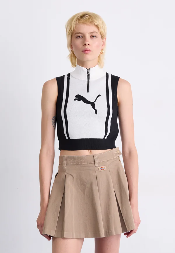 FUTURE ARCHIVE HALF ZIP TANK - Top - black/white