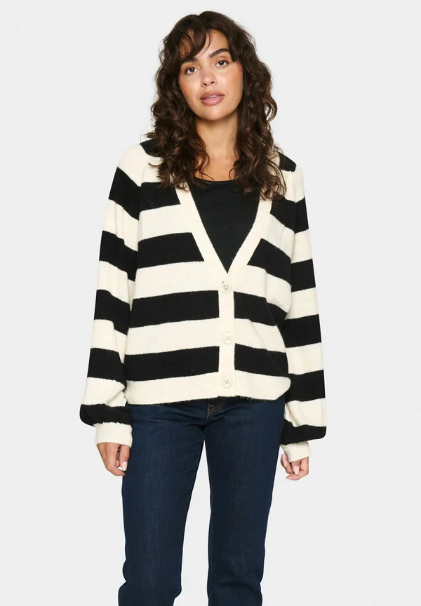GARBIE - Strickjacke - ice black stripe