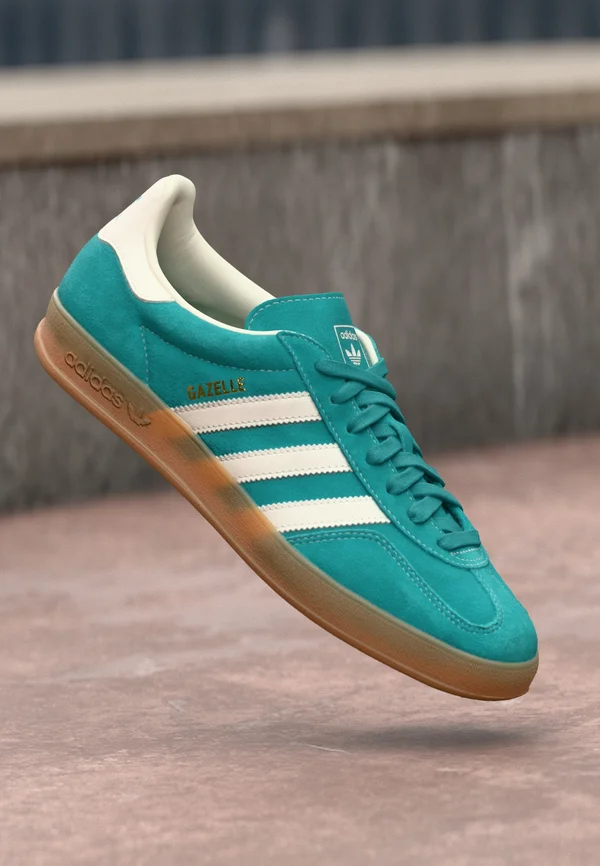 GAZELLE INDOOR - Sneaker low - pure teal/off white/gold-coloured metallic