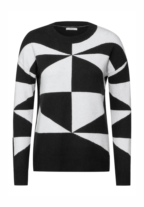 GEMUSTERTER - Strickpullover - schwarz