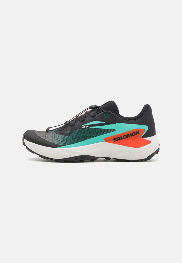 GENESIS - Laufschuh Trail - black/electric green/cherry tomato