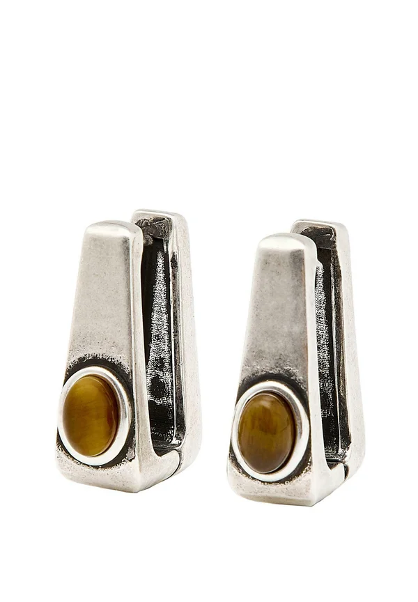 GEOMETRIC WITH STONE - Ohrringe - silver-coloured