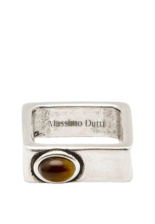 GEOMETRIC WITH STONE - Ring - silver-coloured