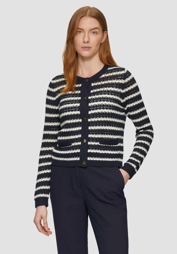 GERINGELTE  MIT KNÖPFEN - Strickjacke - navy