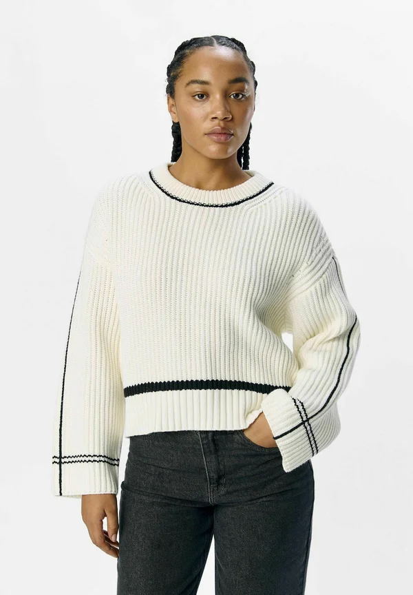 GERIPPTER - Strickpullover - cloud dancer