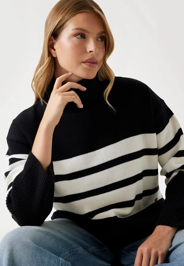 GESTREIFTER  - Strickpullover - mehrfarbig schwarz