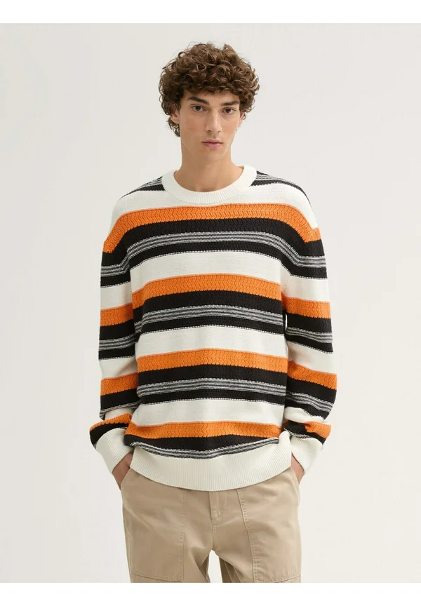 GESTREIFTER  - Strickpullover - orange black white multistripe