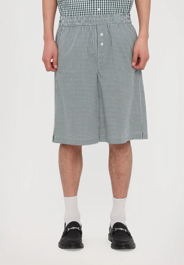 GINGHAM LOGO - Shorts - dark green
