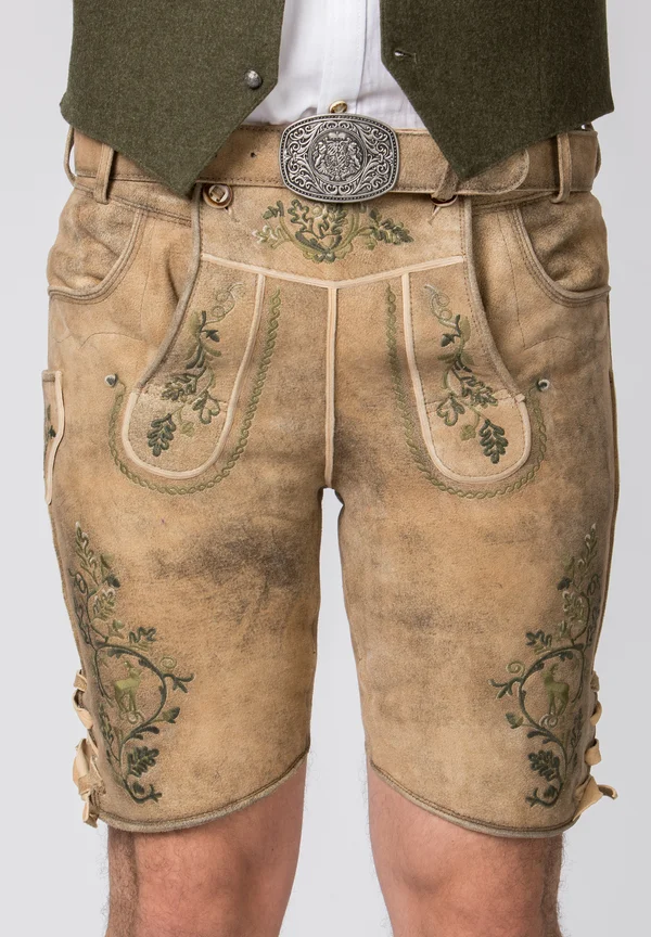 GIRGL - Lederhose - senf gespeckt grün