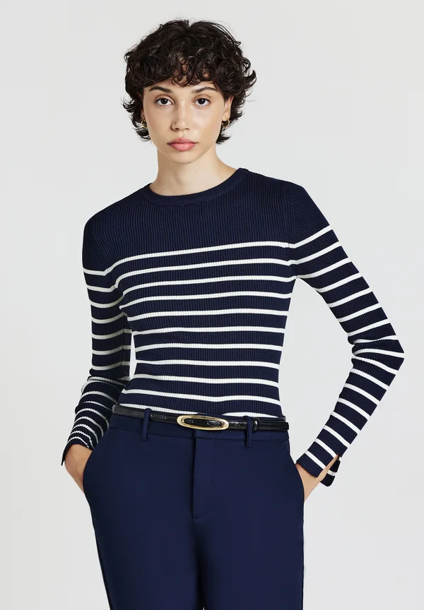 GIROCOLLO A RIGHE - Strickpullover - var blu notte