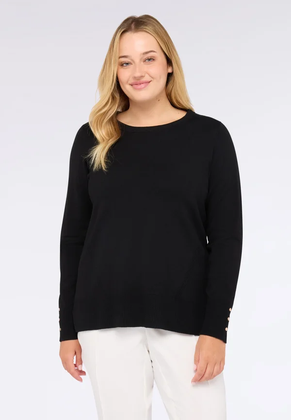 GIROCOLLO CON BOTTONI SUI POLSINI - Strickpullover - nero