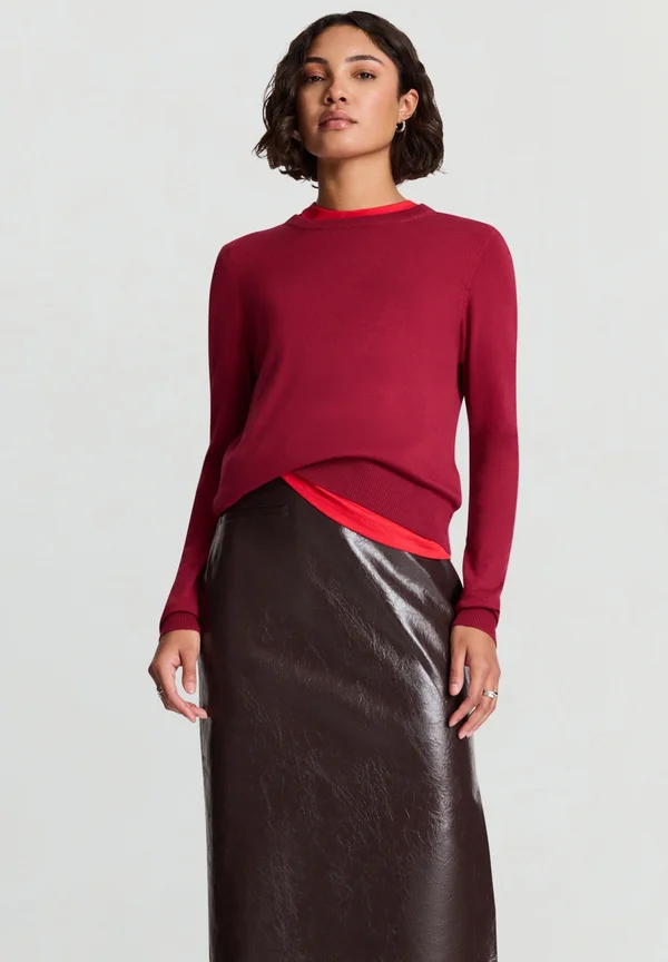 GIROCOLLO LEGGERA A UNITA - Strickpullover - bordeaux chiaro