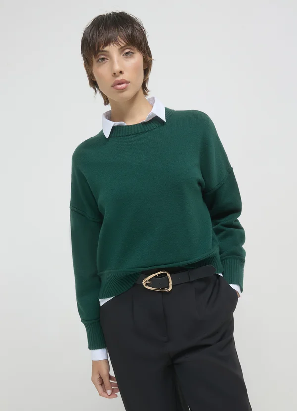 GIROCOLLO TAGLIO VIVO PBT  - Strickpullover - vert