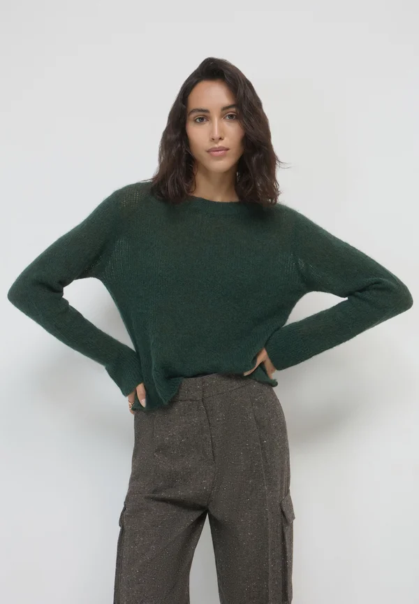 GIROCOLLO TINTA UNITA - Strickpullover - verde scuro