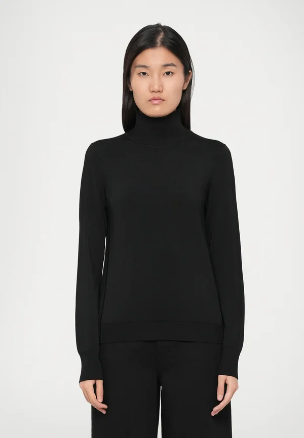 GLOSSY TURTLENECK SWEATER - Strickpullover - black